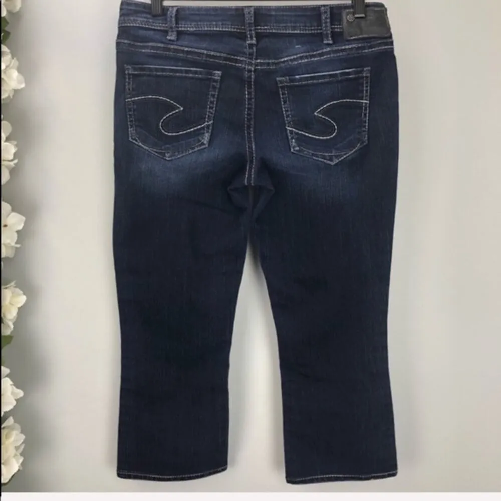 Silver Aiko Kick Flare Dark Wash Cropped Jeans Sz 30 Capri - Image 3