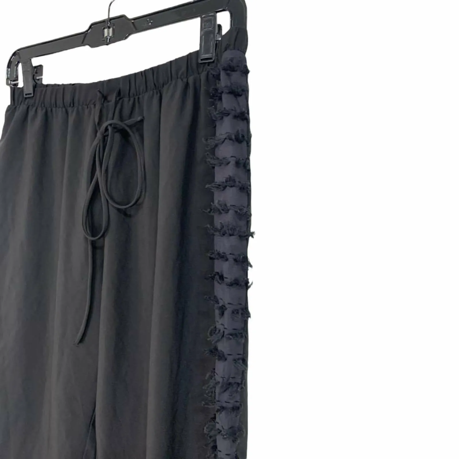 Lanston Sport Black Fringe Joggers Size‎ Small - Image 2