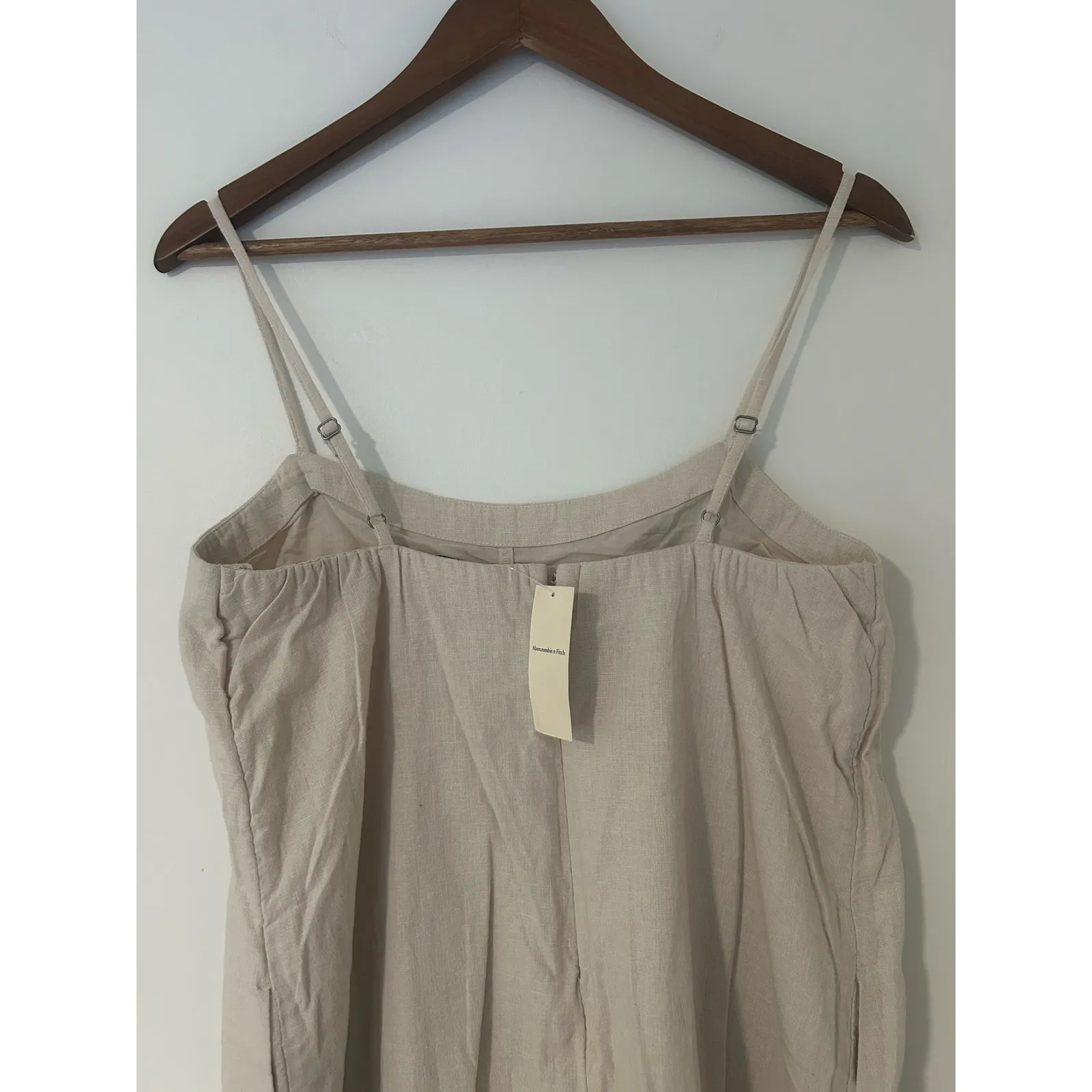 NWT Abercrombie Fitch Button Front Dress Tan Linen Cotton Blend M Tall Skort MT - Image 8
