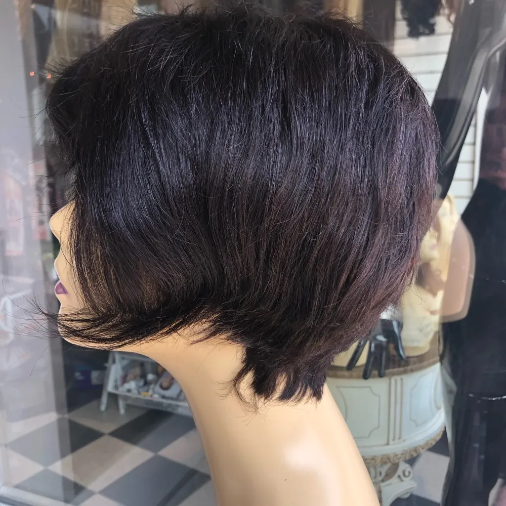 Human hair wig short pixie short short And SHORT Black - Image 3