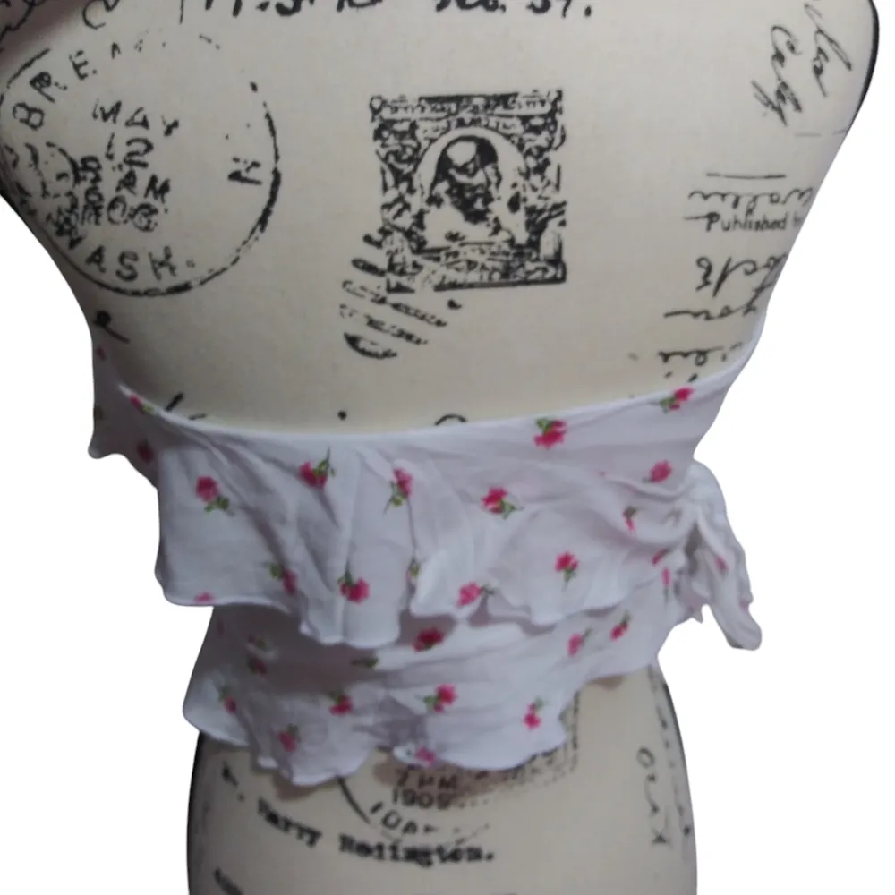 Sky to Moon Asymmetrical Ruffle Tube Top Strapless Backless Bandeau Top Size L White Size L - Image 3