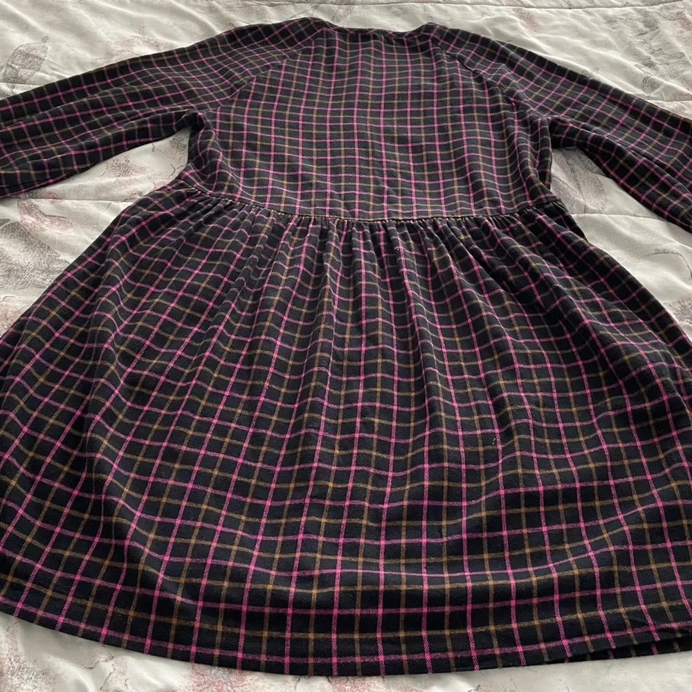 Madewell plaid flannel pink black raglan button front shirt dress w/pockets 0 - Image 16
