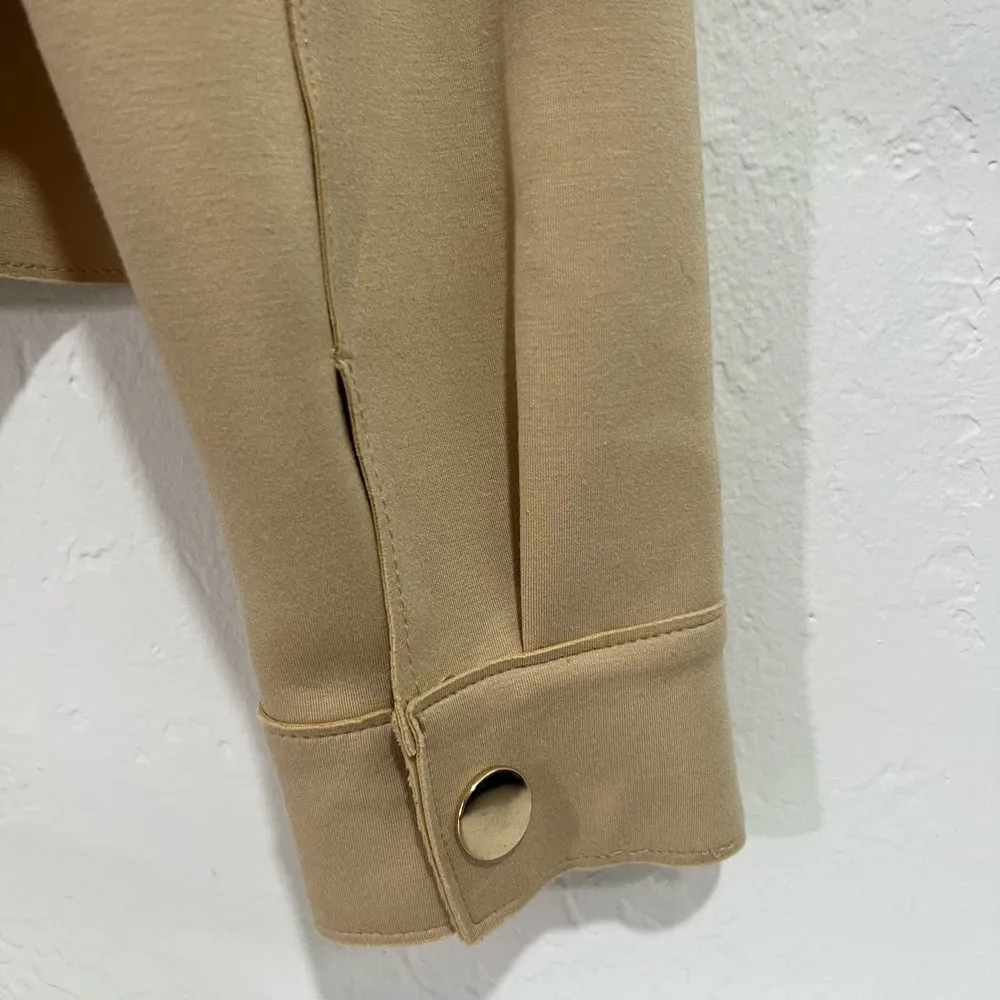 Joie Camel Tan Cropped Knit Utility Jacket with Gold Buttons  Size Medium - Image 6