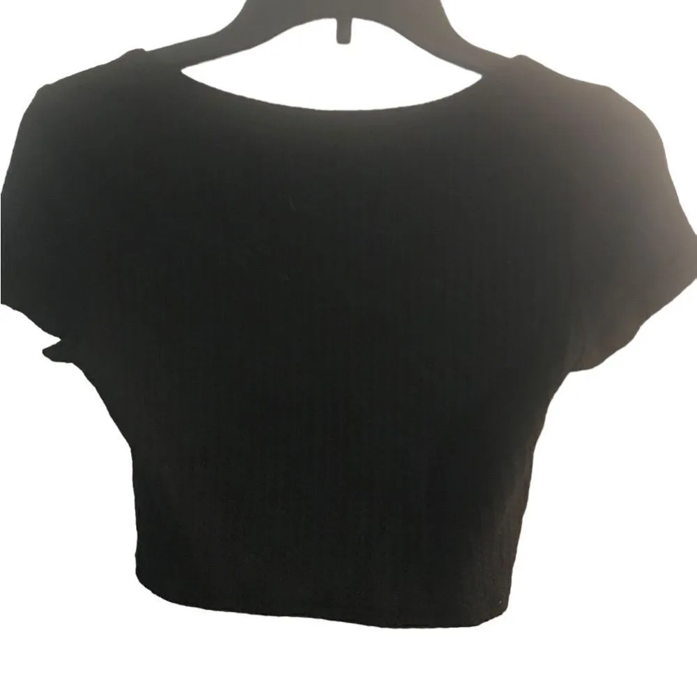 Shein size medium black crop top shorts sleeves - Image 3