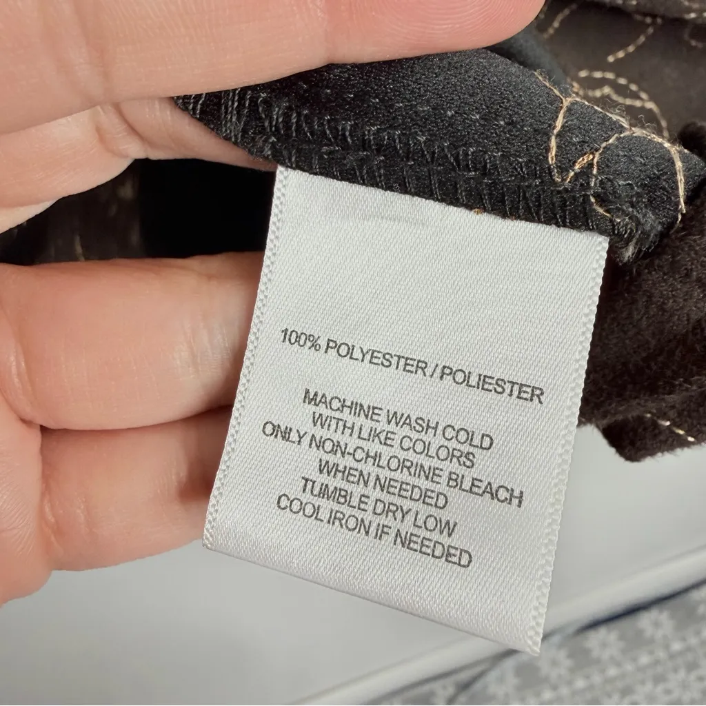 Sag Harbor Brown Floral Embroidered Blouse 3X Suede Feel Cuff Slit Casual Boho - Image 5