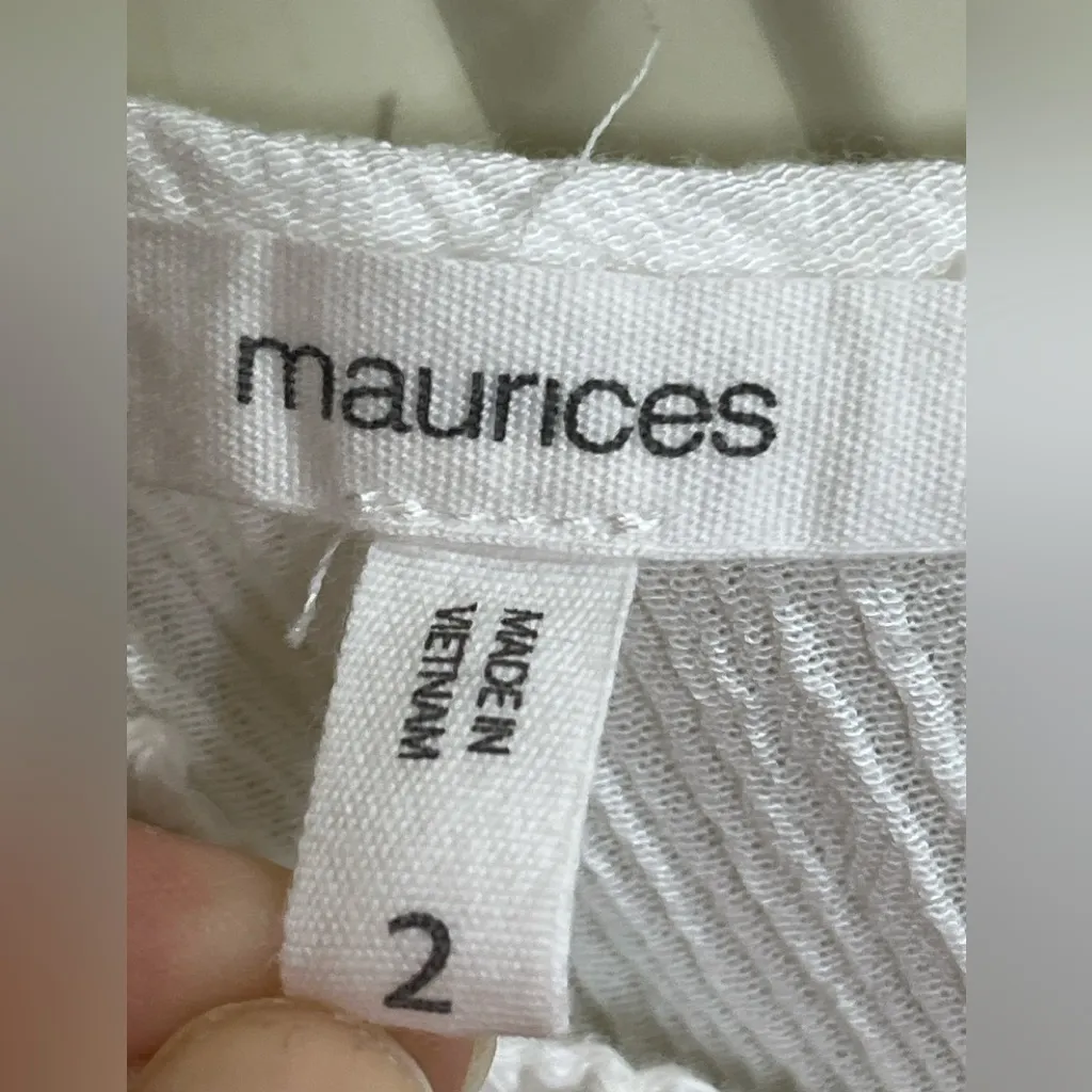 Maurices White Crochet Lace Tank Top Size 2 Rayon Cotton Summer Boho Festival - Image 3