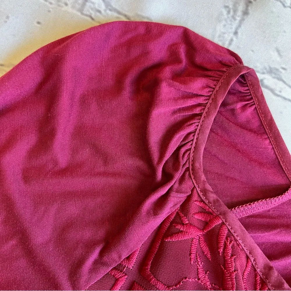 Lucky Brand Tunic Shirt Dress Pink Ethnic Bohemian Roll Tab 3/4 Sleeves - Image 10