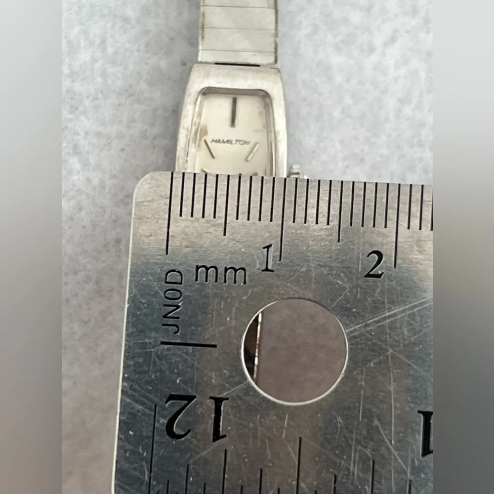 Hamilton Ladies Watch RARE 10KT Gold Plated Bezel Gold Plated Stripe Bracelet - Image 10