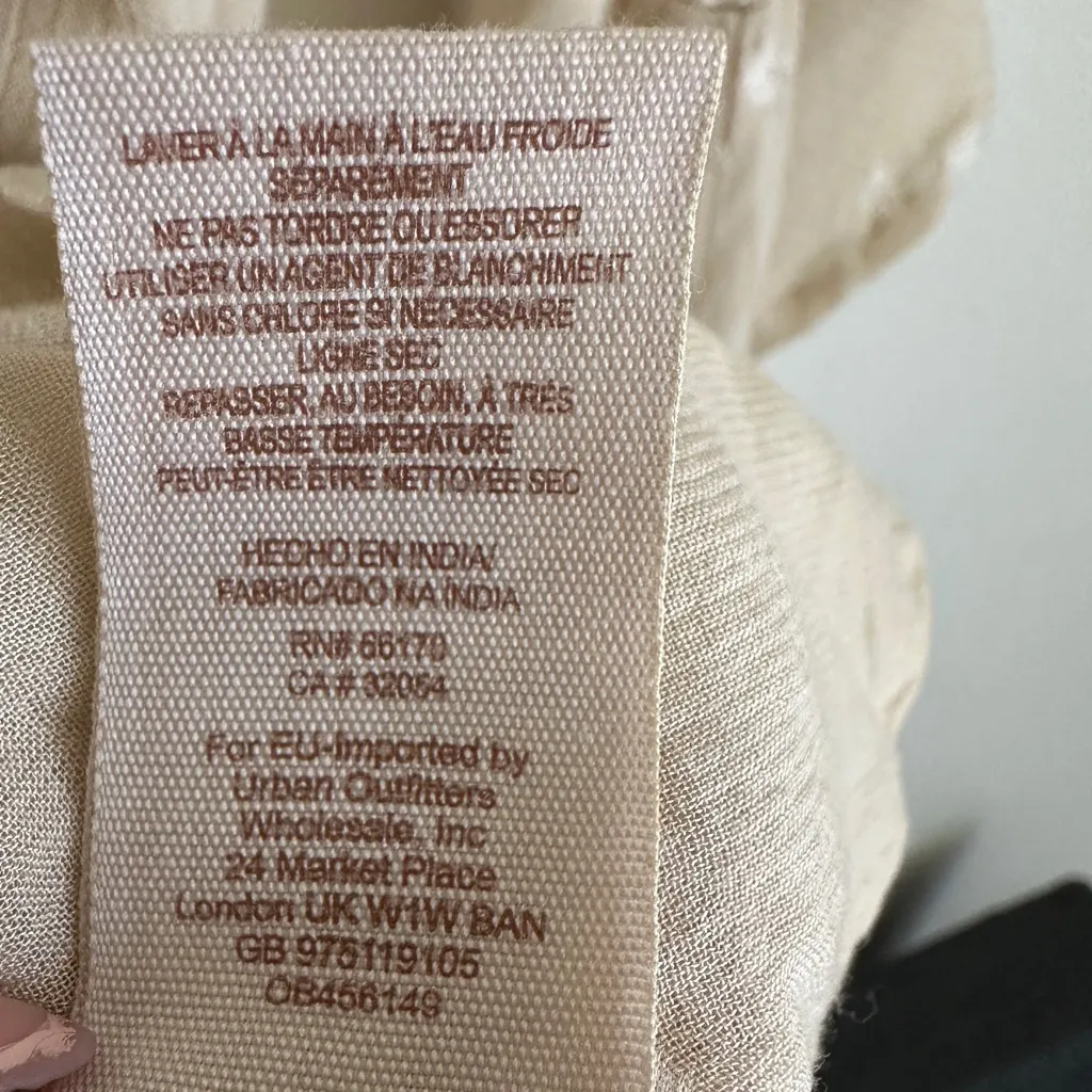 Free People Jasmine Embroidere Floral Mini Dress Women’s Sz S Cream Bell Sleeve - Image 6