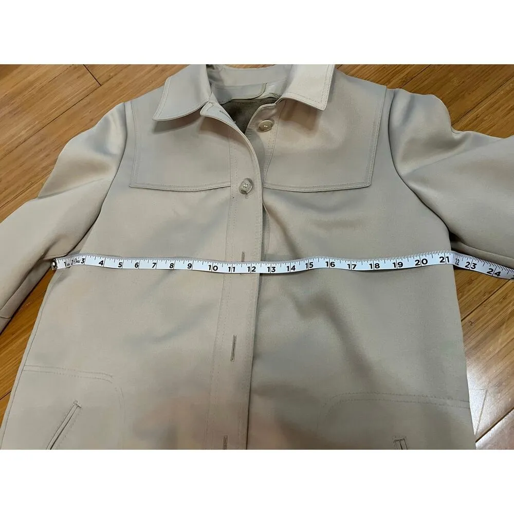 London Fog Tench Coat Women 12 Removable Liner Layering Neutral Light Academia - Image 5