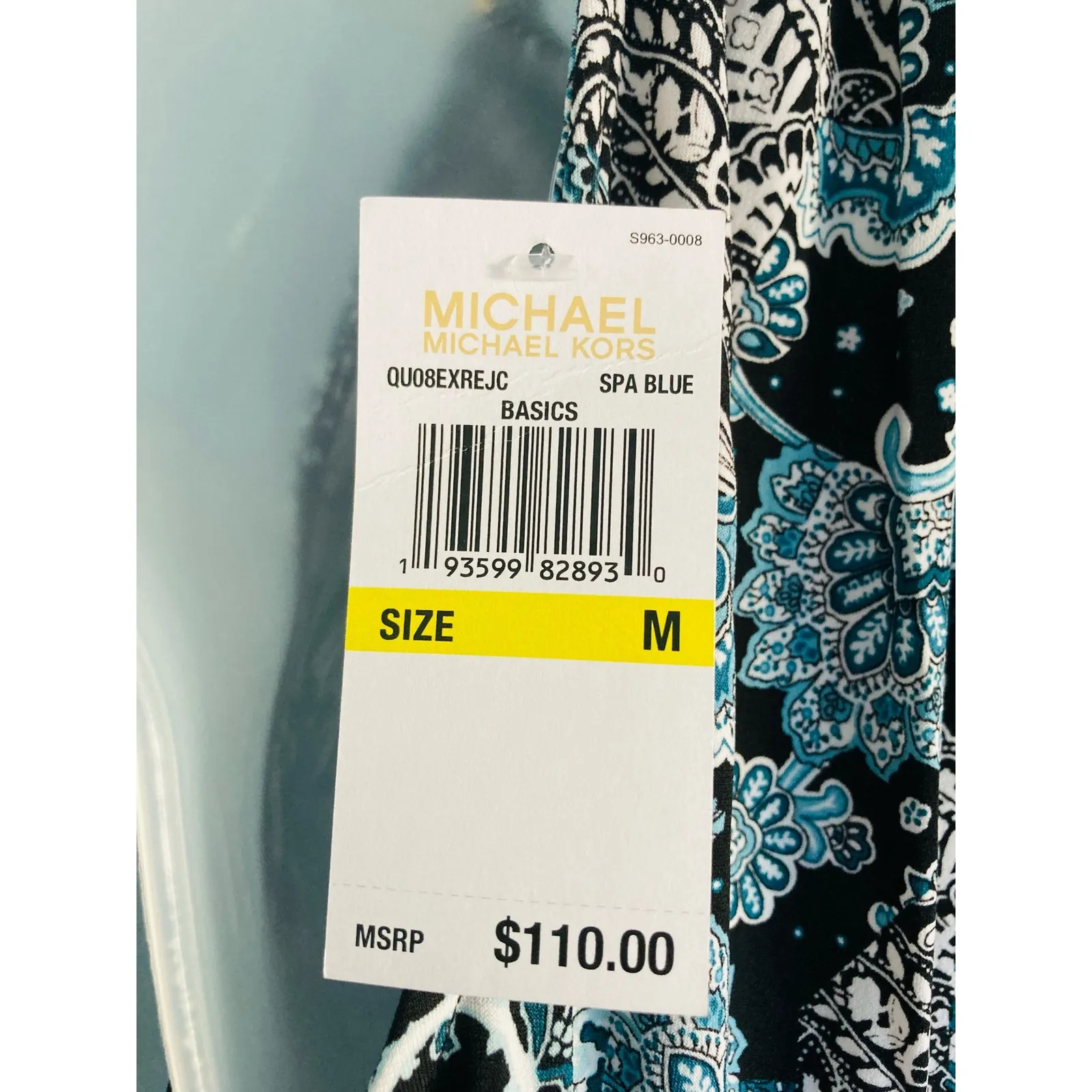 MICHAEL Michael Kors Dress Medium Paisley Gold Chain Dressy Whimsical Blue - Image 5