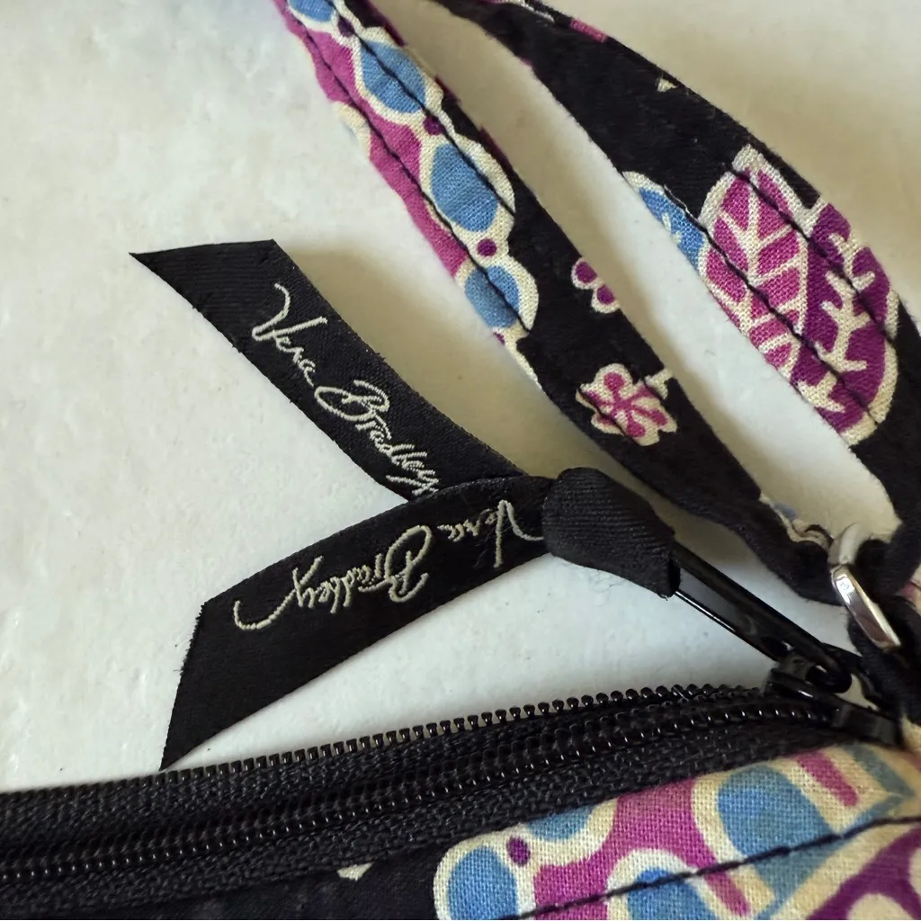 Vera Bradley Alpine Floral Small Crossbody Purse Black Purple Blue - Image 5