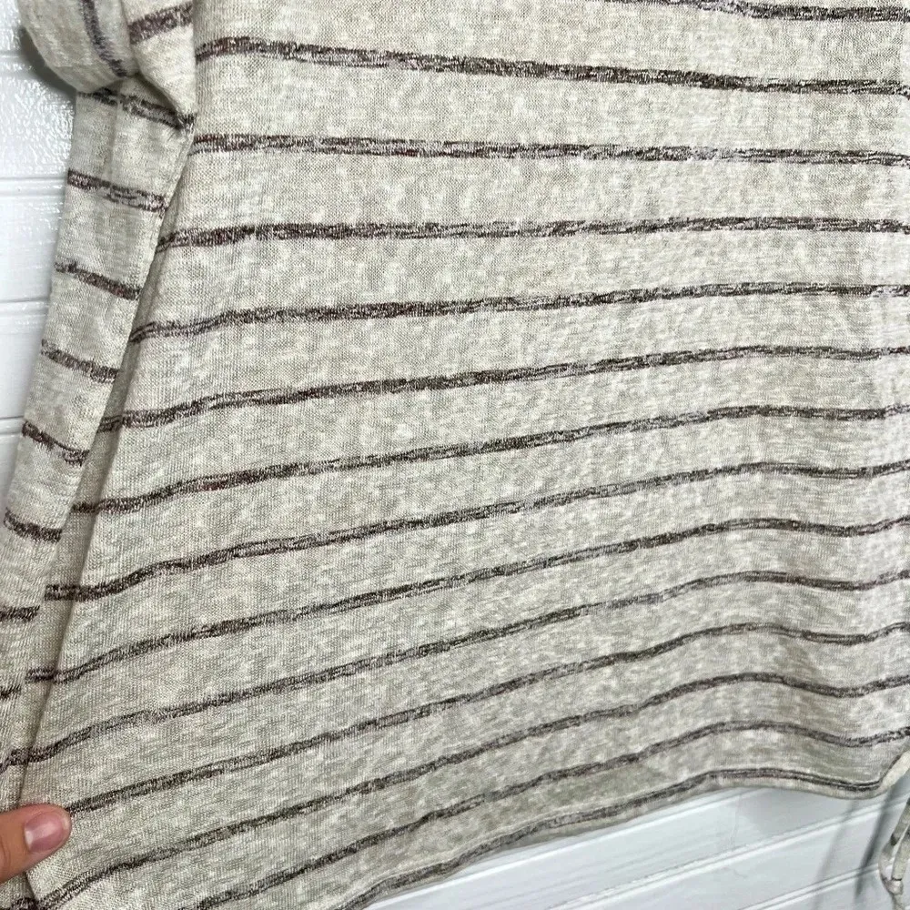 Caslon Women's Beige Striped Short Sleeve Drawstring T-Shirt Size L in Oatmeal - Image 5