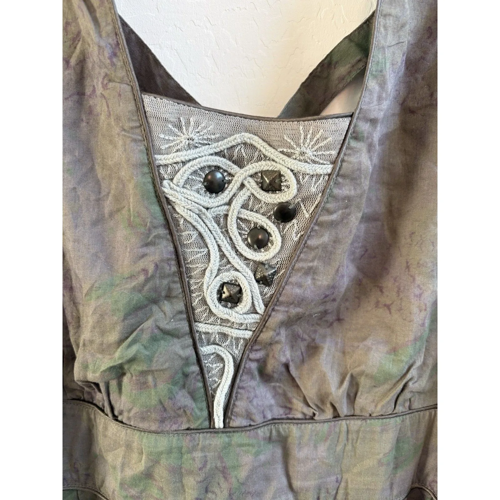 Free People Grey A-Line Dress Criss-Cross Back Size 12 - Image 2