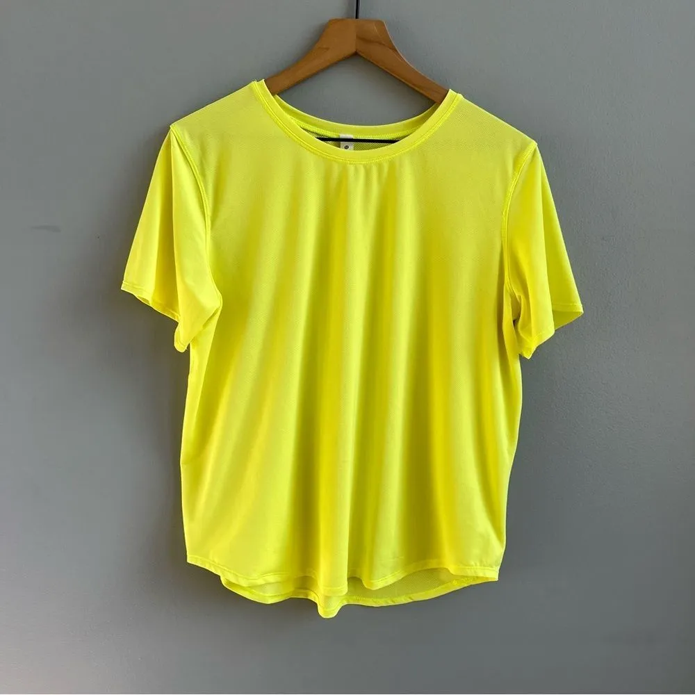 Lululemon High-Neck Running and Training T-Shirt Electric Lemon Yellow Size 12 - Image 5