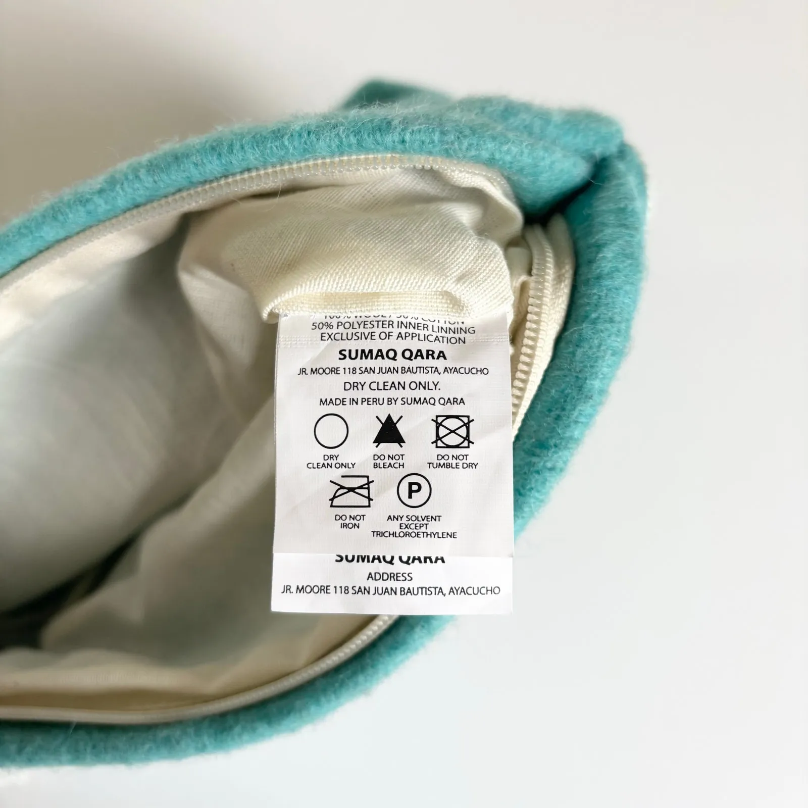 Wool Llama & Cactus Handmade in Peru Makeup Travel Cosmetics Bag Turquoise Green - Image 8