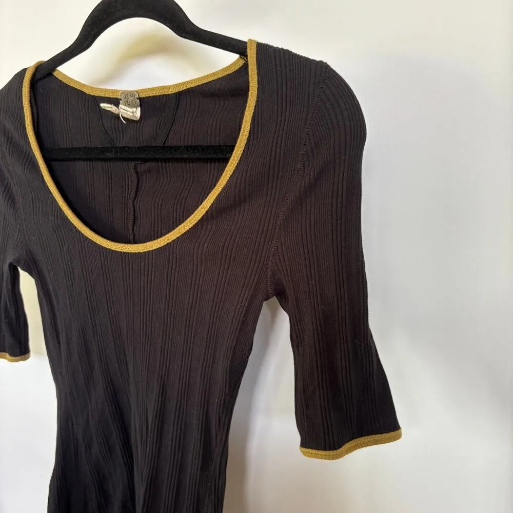 We The Free Boho Grunge Fitted Ribbed Scoop Neck Black Top Y2K Small - Image 2