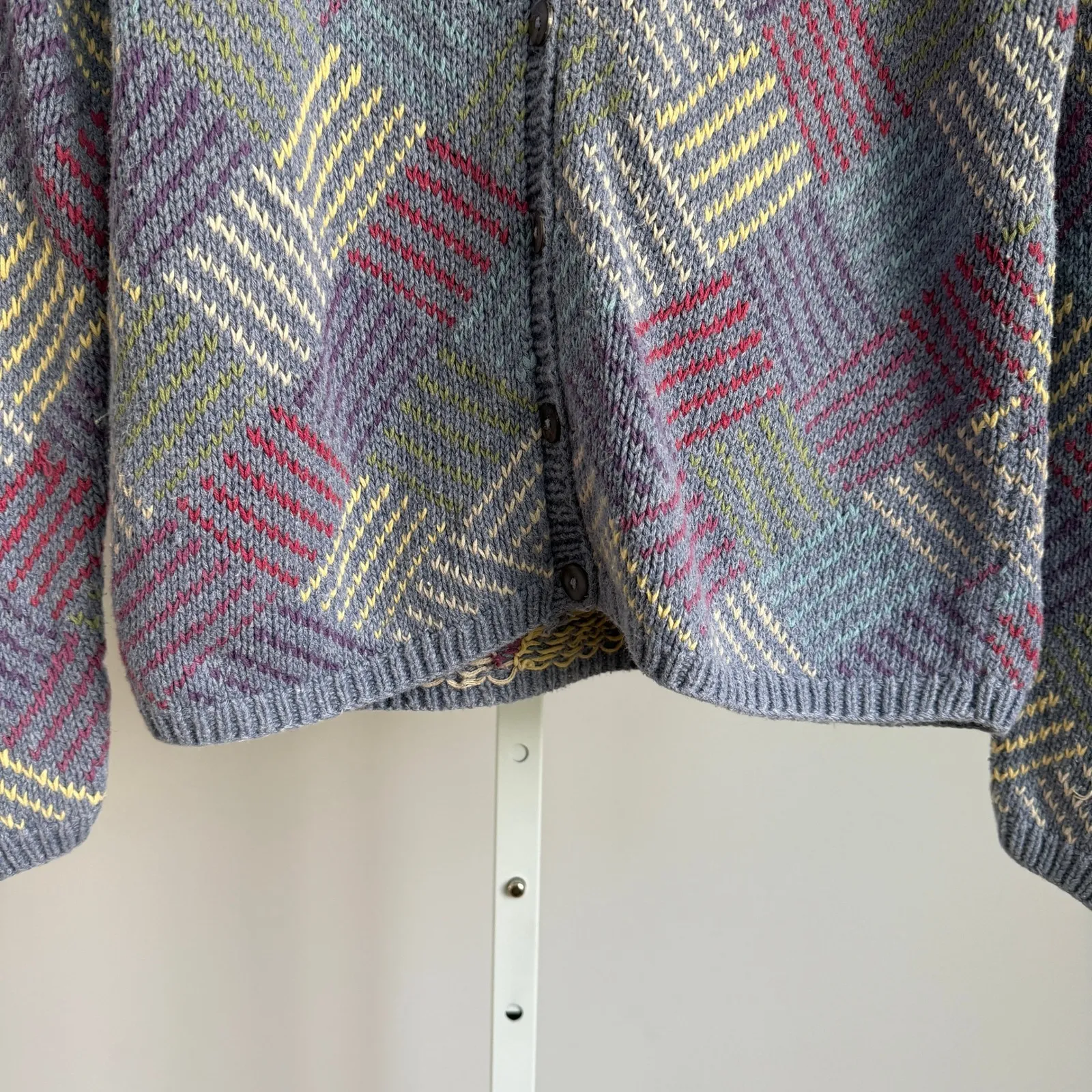 VTG Talbots‎ Petite Hand Knit Cardigan Sweater Colorful Preppy Grannycore sz S - Image 3