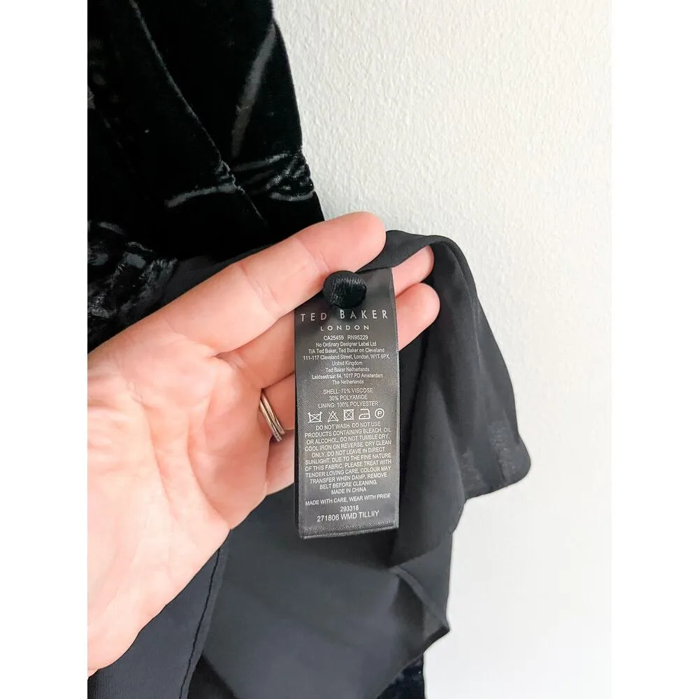 Ted Baker | NWT Tilliiy Belted Velvet Dress | Fit and Flare Mini | Black | Sz L - Image 11