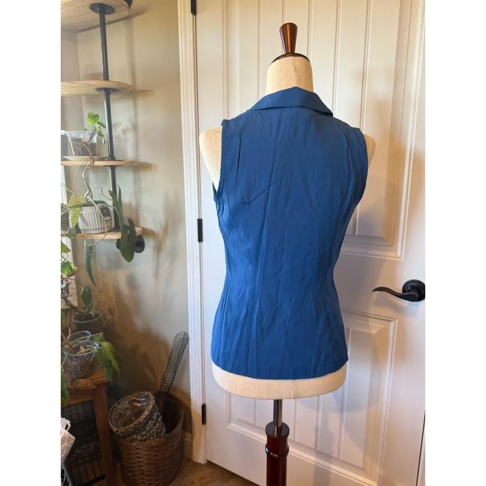 Wrapper USA Blue Double Breasted Sleeveless Vest Blazer Top Women's Medium - Image 2
