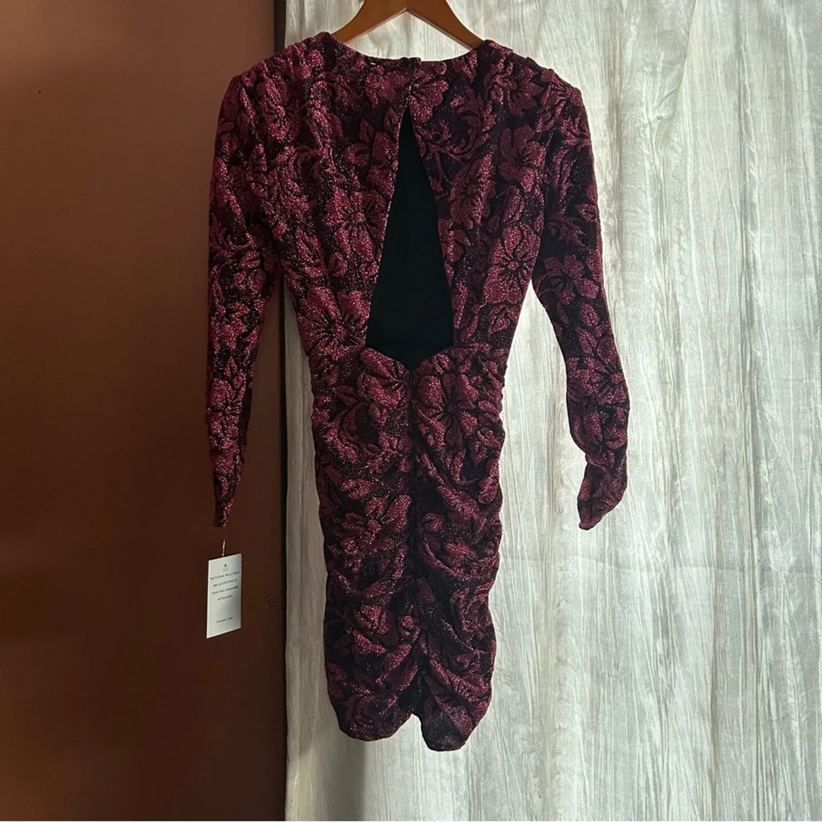 For Love & Lemons Mulberry Shailee Sparkly Floral Metallic Mini‎ Dress NWT XXS - Image 4