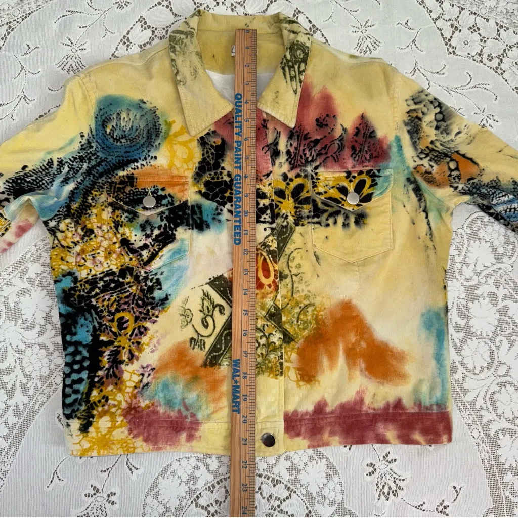 La Cite Paris Abstract Art Corduroy Women’s Jacket size L Y2K 90’s Vintage Red Size L - Image 7