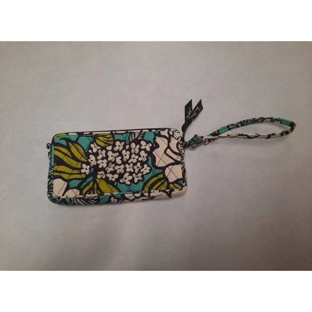 Vera Bradley Island Blooms Print Small Zippered Clutch Turquoise Black White Gre - Image 2