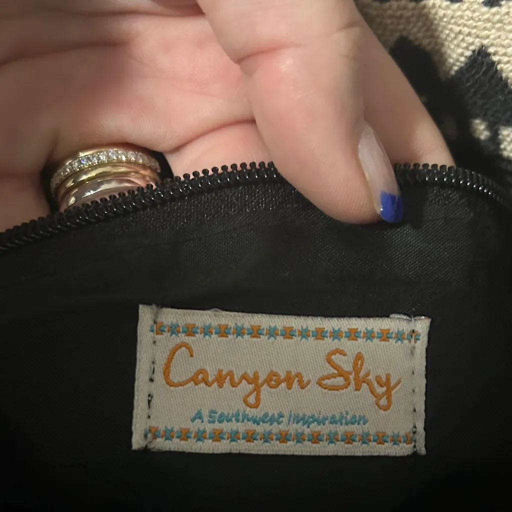 Tribal Patterned Black and Blue Shoulder Bag Set - Image 8