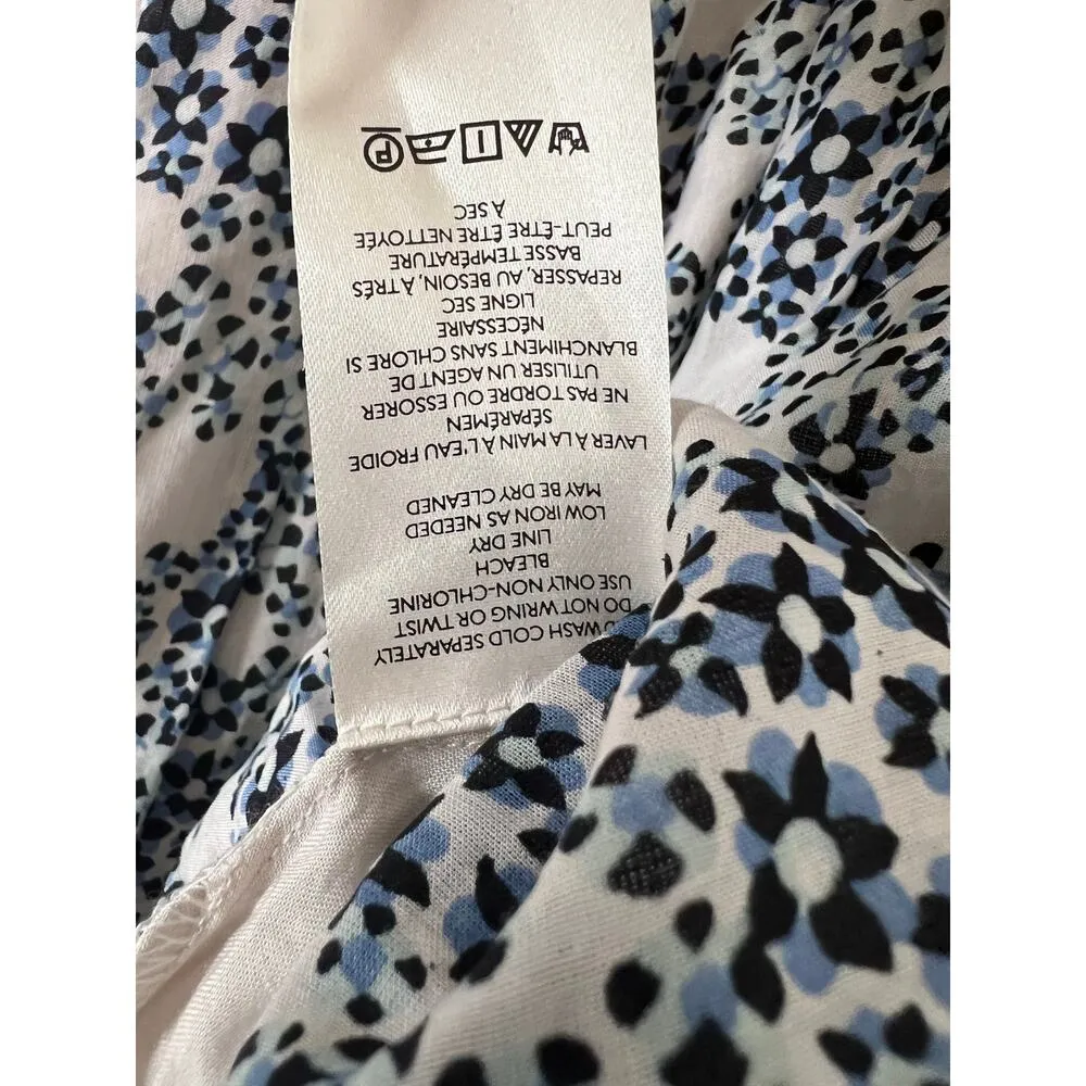 Anthropologie V-neck Plunge Tunic Mini Dress Women’s Small Floral Blue White - Image 8