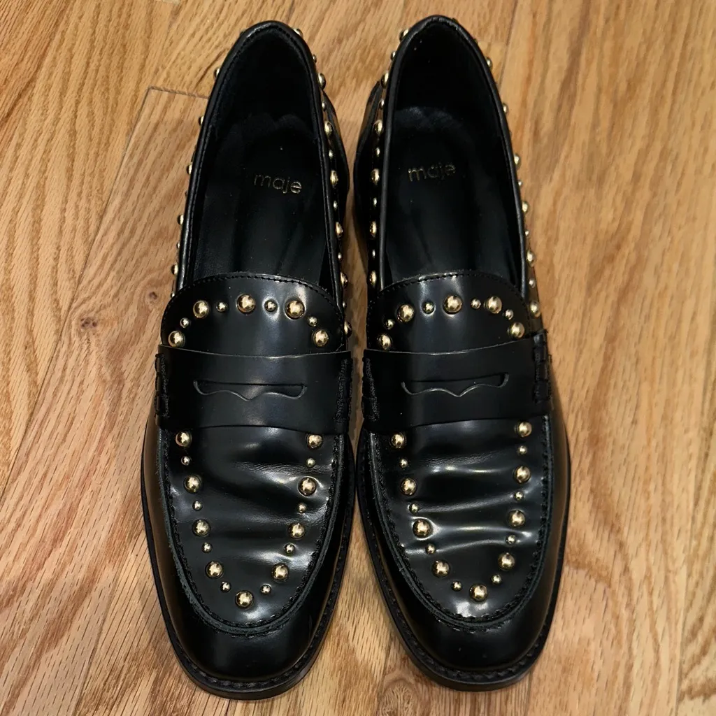 Maje Leather studded loafers size 38 7.5 USA - Image 2