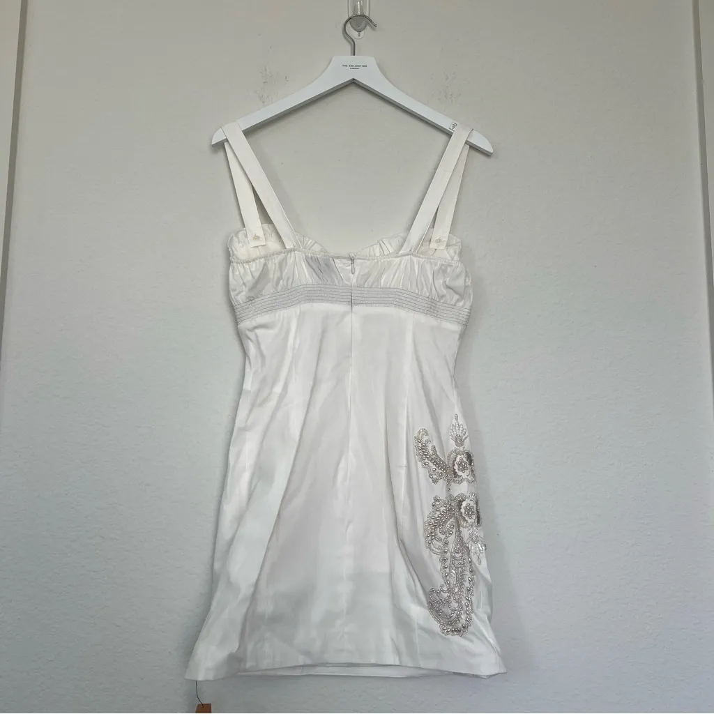 NWT Reformation The Collection Beaded Iliana Mini Dress in White, 10 - Image 8