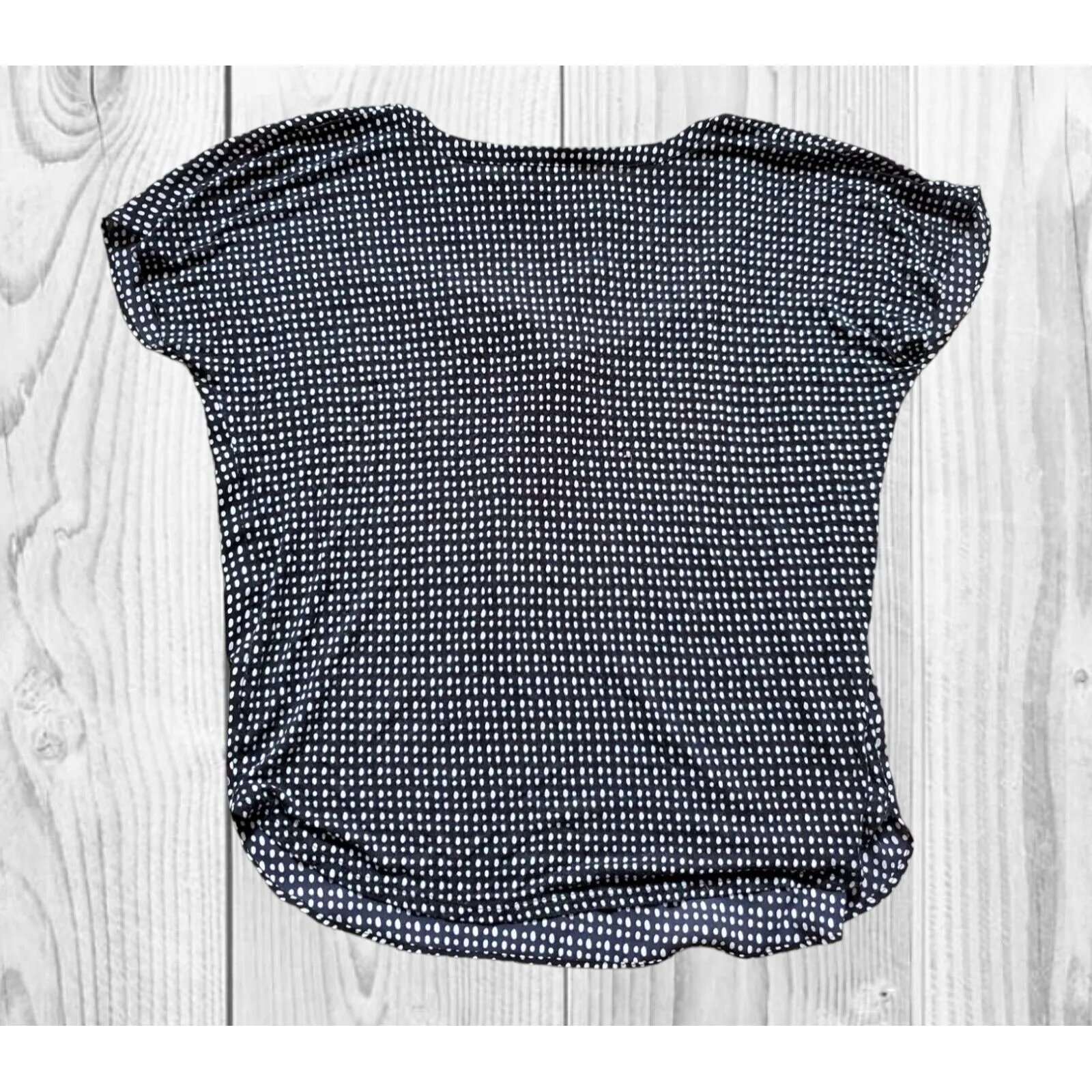 Ann Taylor Loft Top Women Small Polka Dot Short Sleeve Blouse Tie V - Image 3