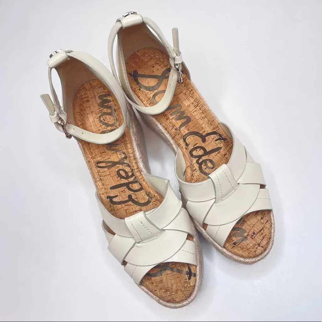 Sam Edelman | Modern Ivory Boho Woven Leather Wedges Marietta - Image 2