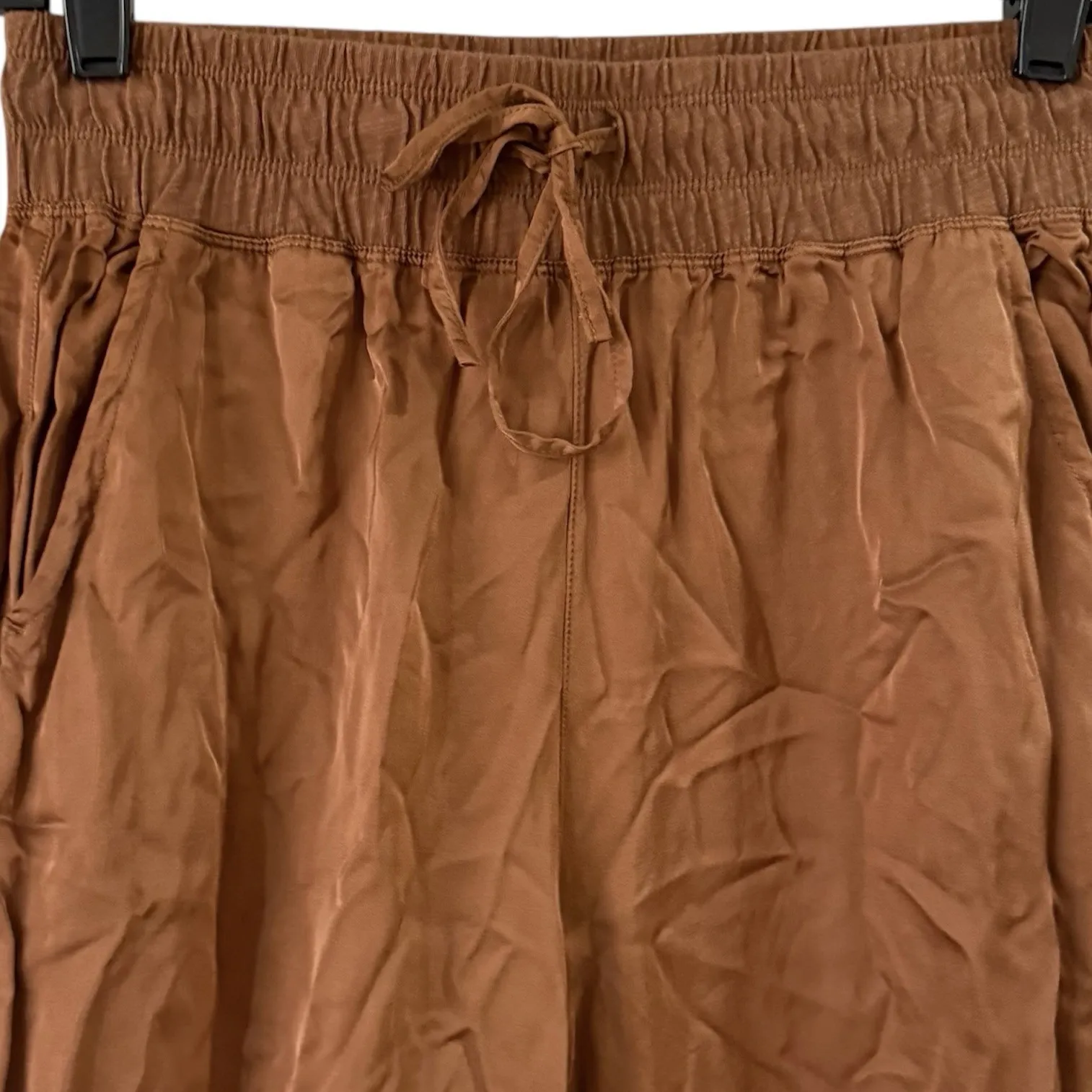 Melissa Nepton Orti Satin Pant Womens XS Brown Flowy Wide Leg Drawstring Waist - Image 2