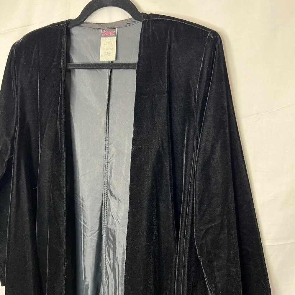 Vintage Fredericks Of Hollywood Black Jacket Evening Overcoat‎ Cardigan Velvet L - Image 2