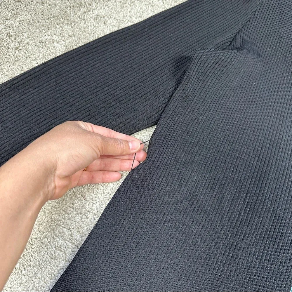 Exclusively Misook Cardigan Sweater Knit Longsleeve V-Neck Contrast Trim Black L - Image 12