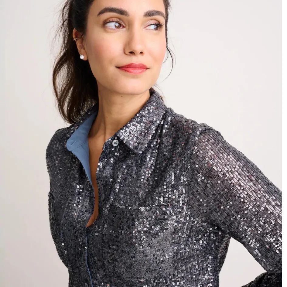 Untuckit Women’s Sequin Charcoal Harlow Long - Image 2