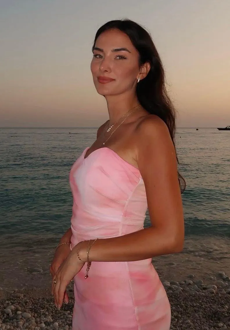 Zara mesh Pink Strapless Dress corset midi maxi bodycon evening party  - Image 2