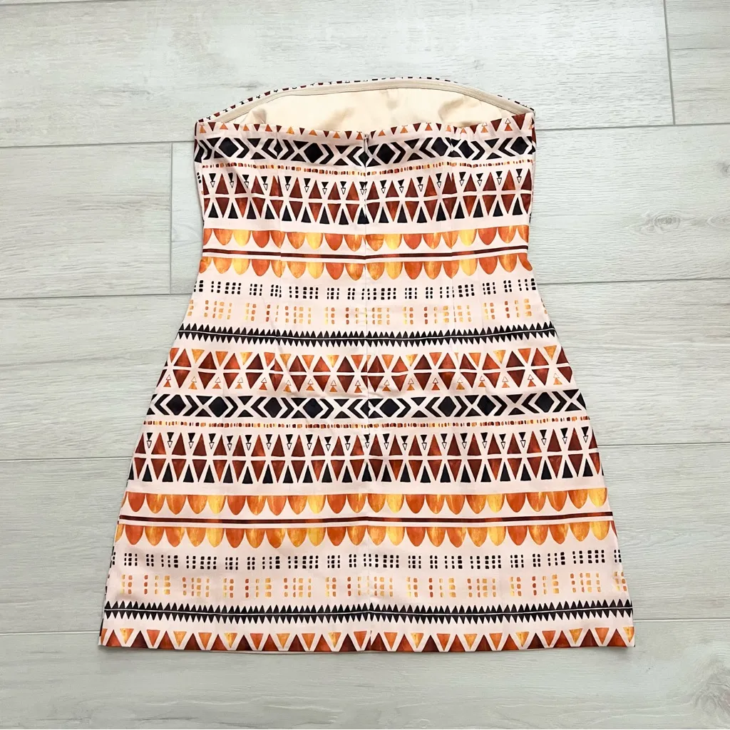 Seven Wonders Tribal Print Acacia Strapless Mini Dress Orange Size M - Image 5