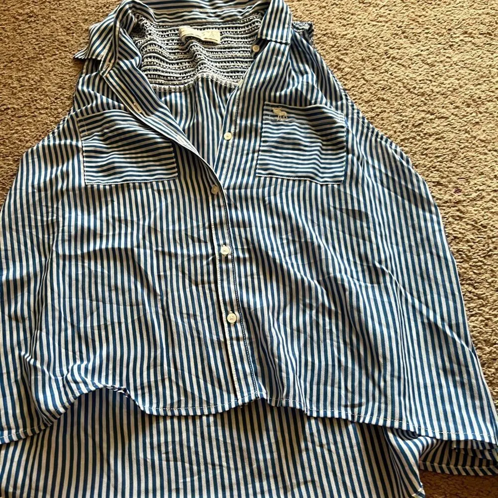 Abercrombie blue & white striped tank top small - Image 7
