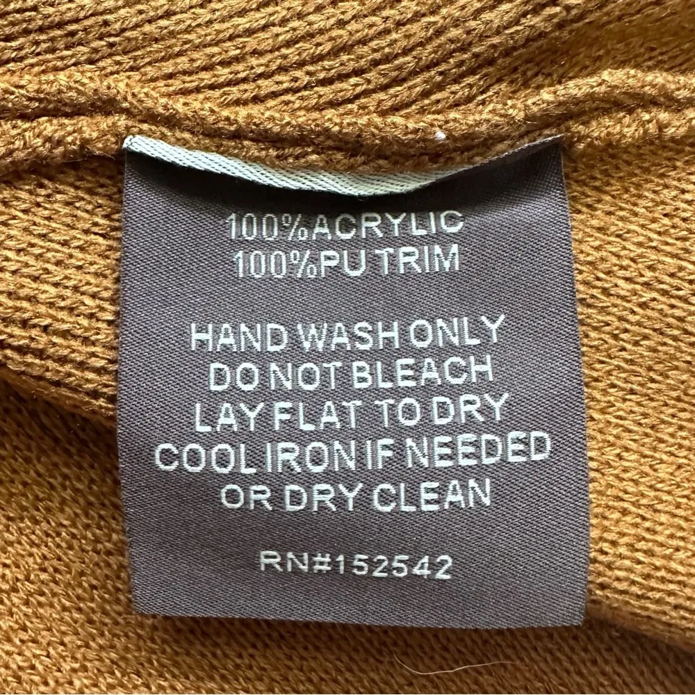NEW  Sweater Cape Tan Brown Vegan Leather Trim XS /S - Image 9