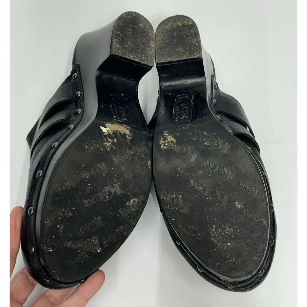 Korks by Kork Ease Black Studded Strappy Leather Mules Clogs Platform 9.5 EU 41 - Image 7