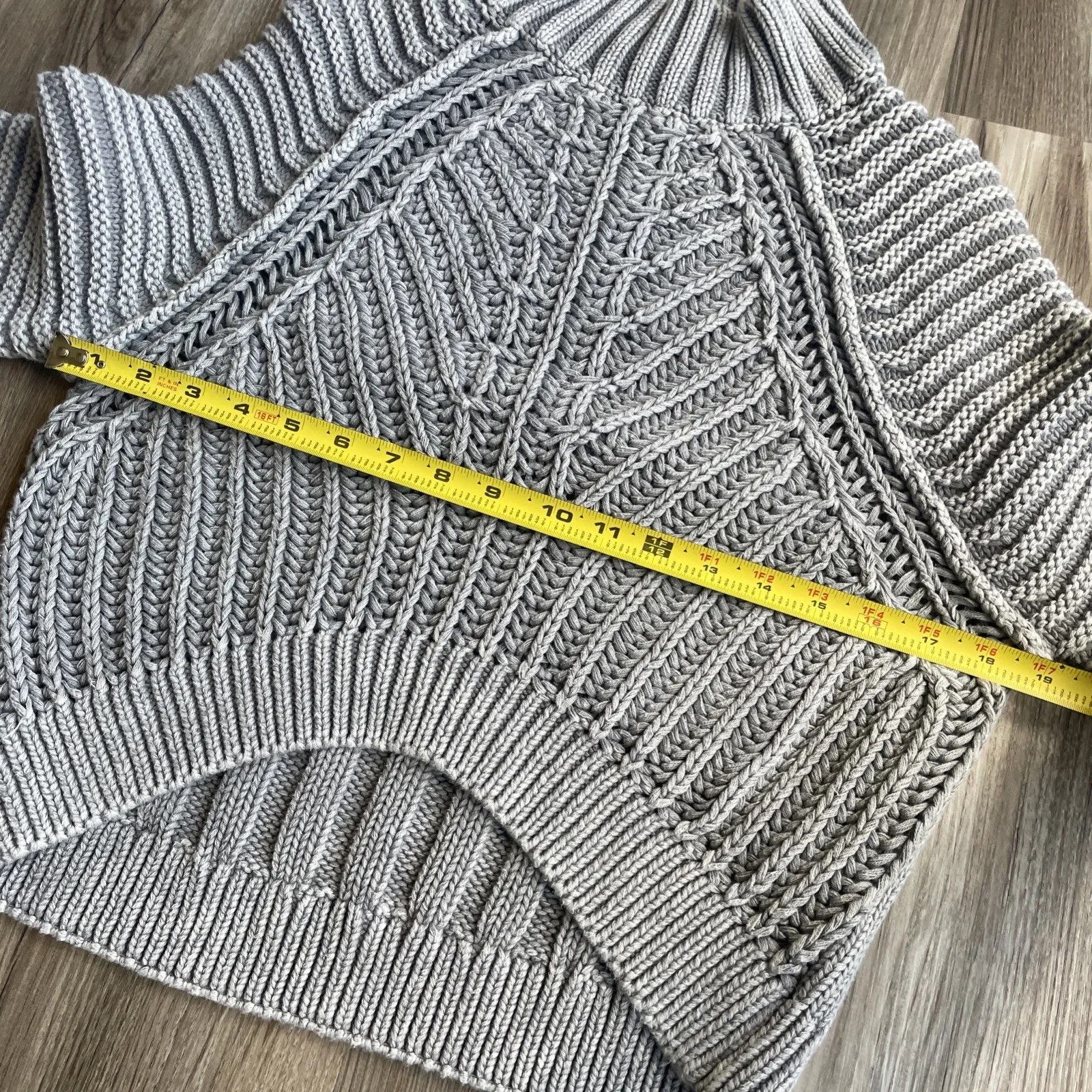 Free People Gray Chunky Sweetheart Sweater XS Boho Cropped Baggy‎ Oversized - Image 5