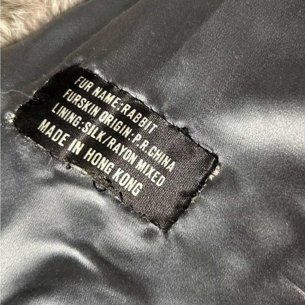 Selber Bros Rabbit Fur Silk Lined Gray Coat Size M - Image 7