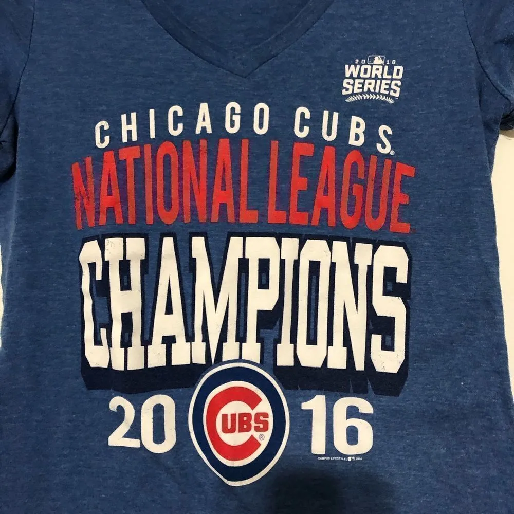 Chicago Cubs 2016 World Series Vneck Tshirt - Image 4