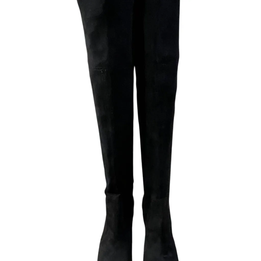 Ann Taylor OTN Faux Suede Boots Heels Size 7.5 Black - Image 2