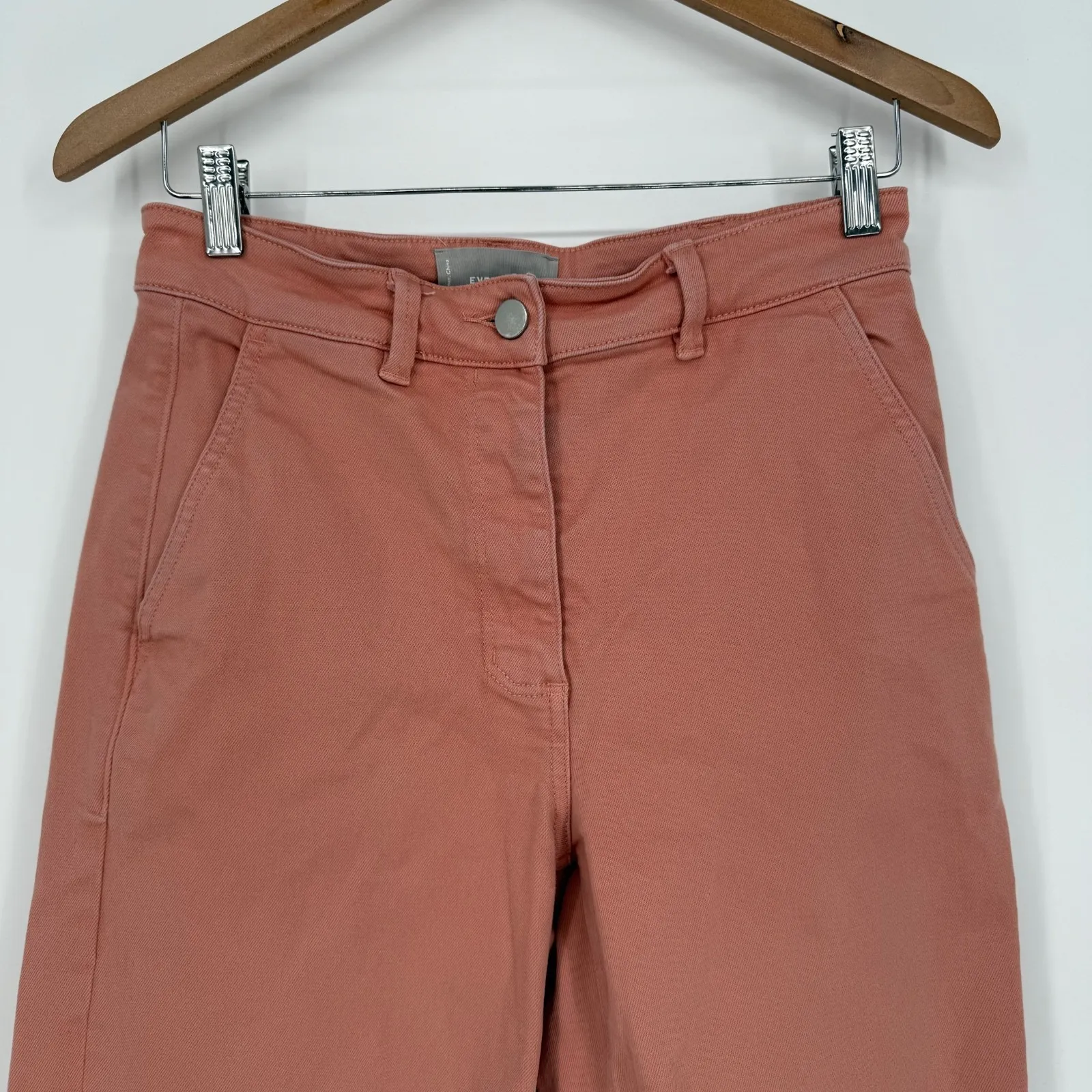 Everlane Chino Pants Pink Canvas Cotton Stretch‎ Wide Leg Outdoor Boho Womens 6 - Image 3