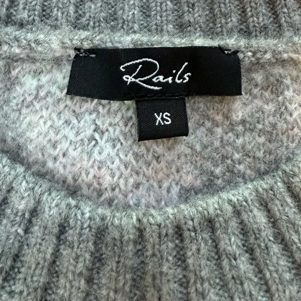 RAILS Virgo Wool Blend Grey Tie Dye Crewneck Sweater XS - Image 4