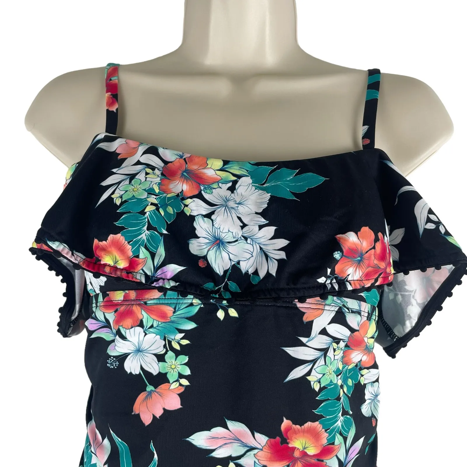 Tommy Bahama Floral Springs Flounce Tankini Top Swim Size XS - Image 6