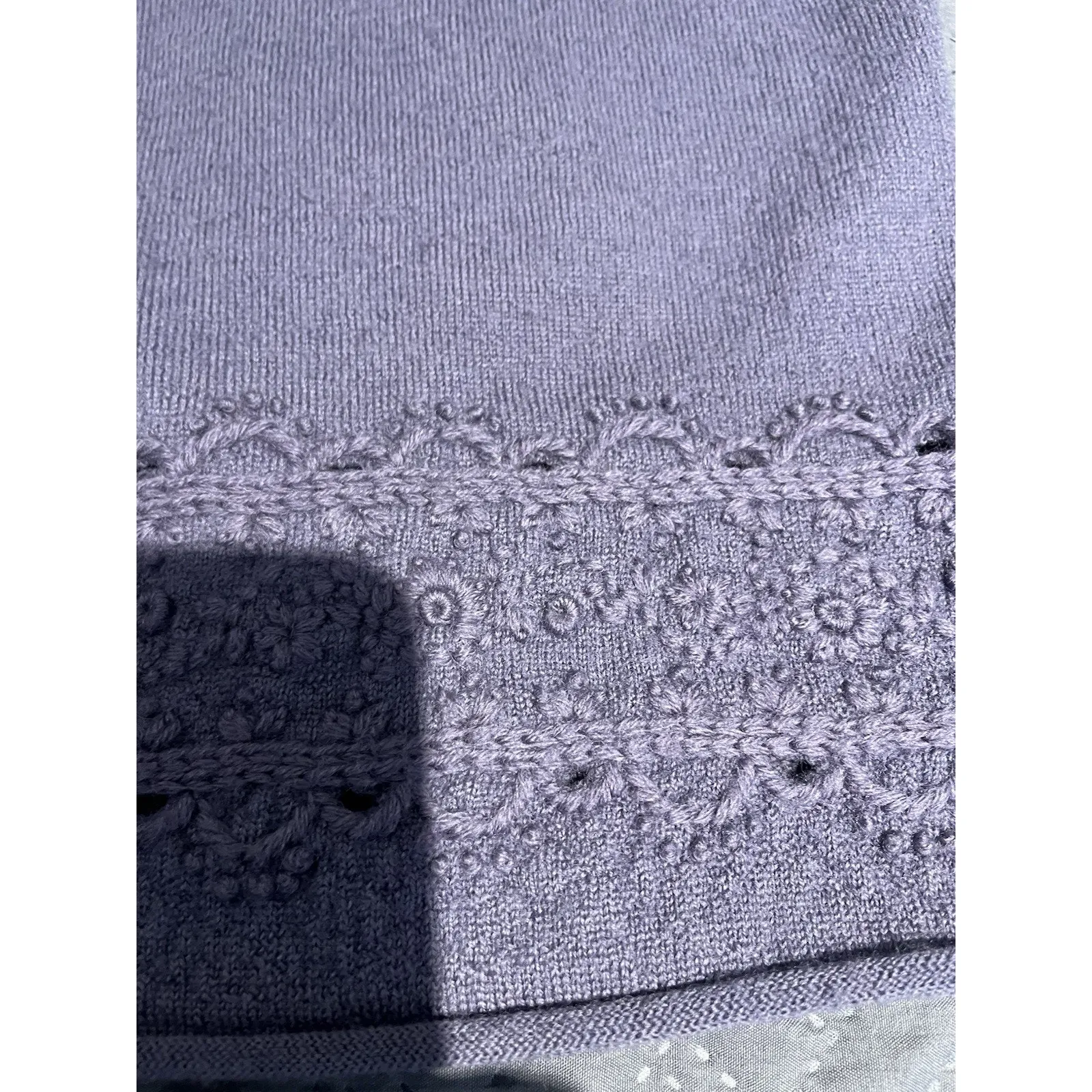 Vtg Herman Geist women's M purple 100% wool cardigan sweater - Image 9